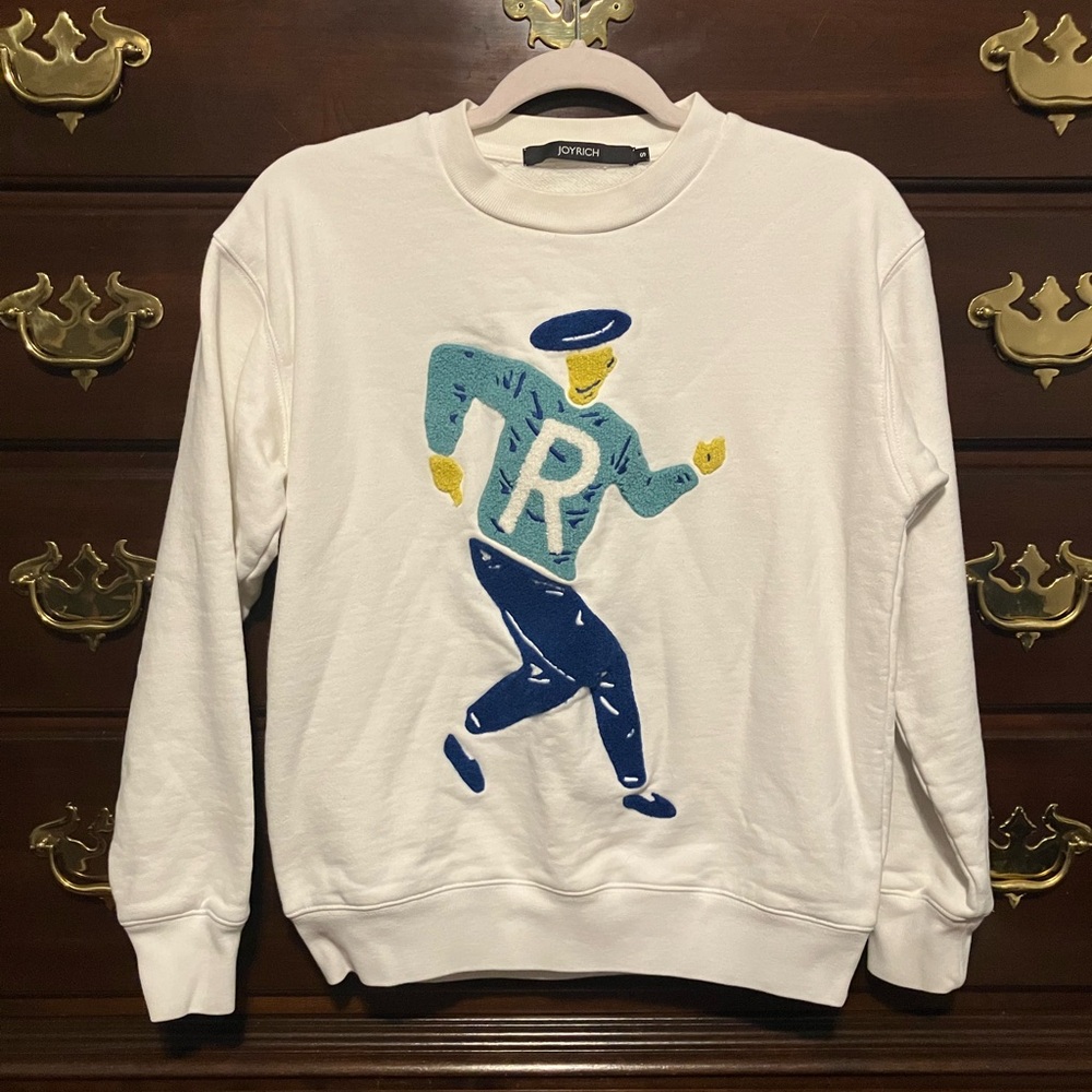 joyrich WHITE BREAK DANCER CREWNECK SWEATER Size Small